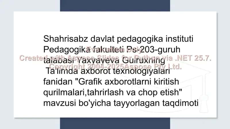 "Grafik axborotlarni kiritish qurilmalari, tahrirlash va chop etish"