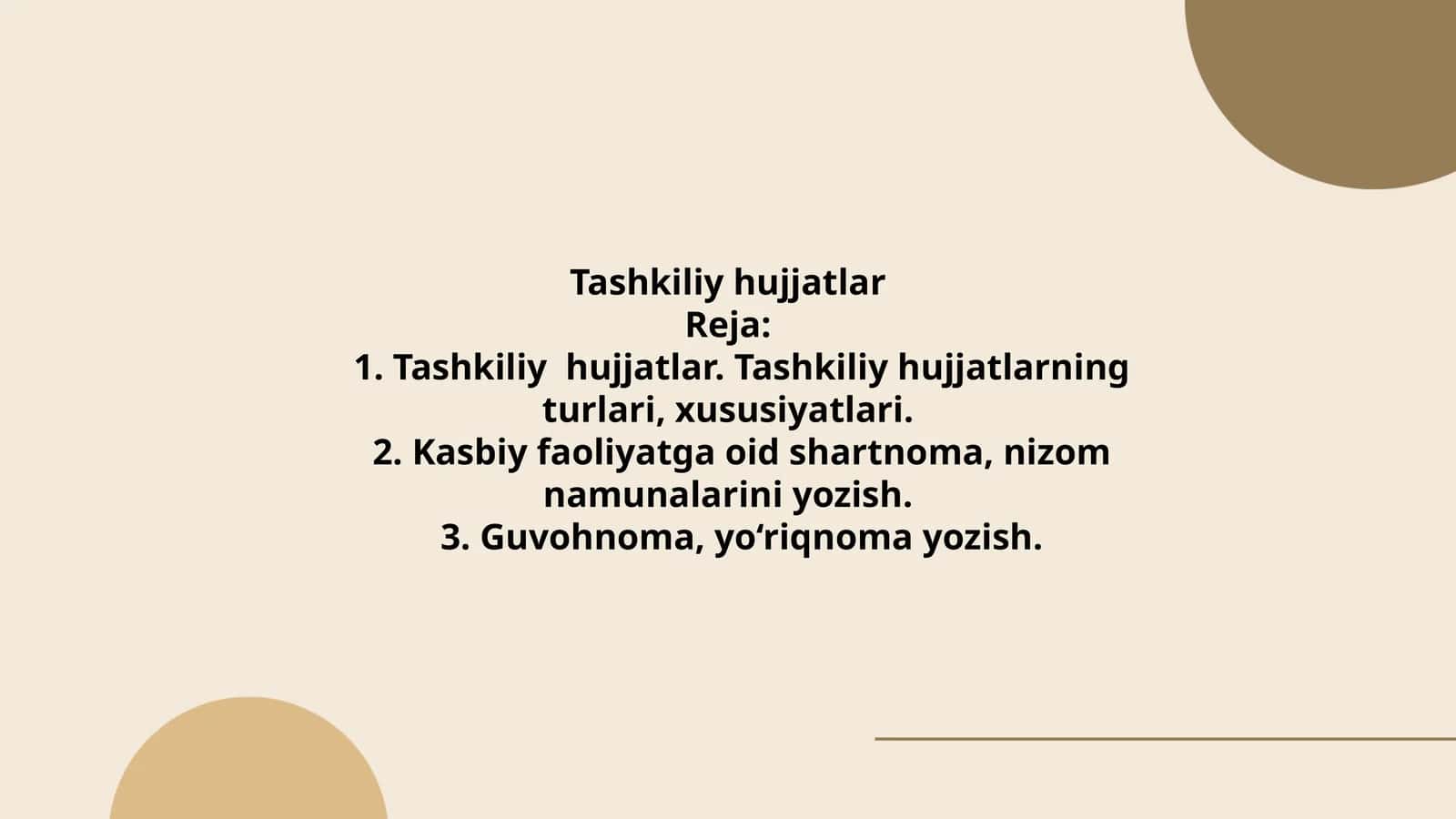 Tashkiliy hujjatlar