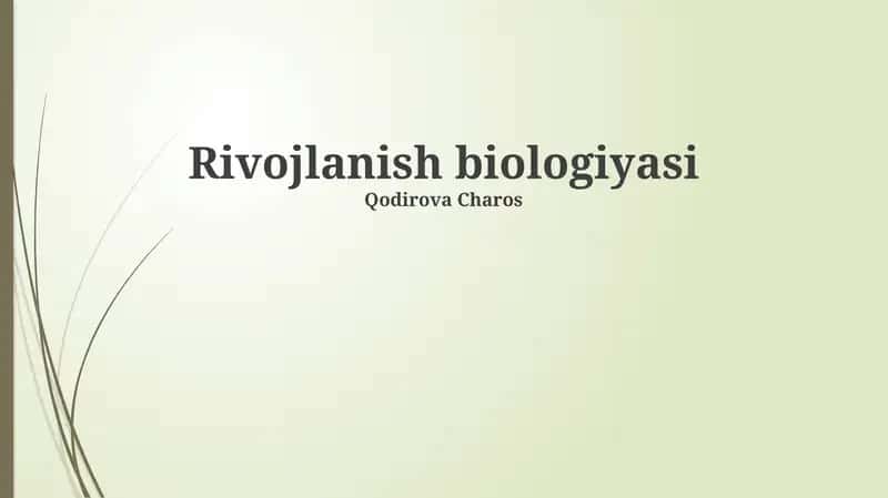 Rivojlanish biologiyasi