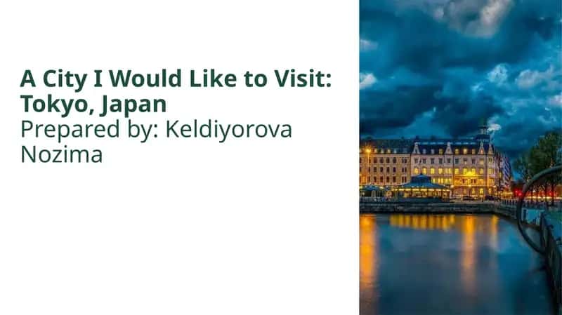 A City I Would Like to Visit: Tokyo, Japan