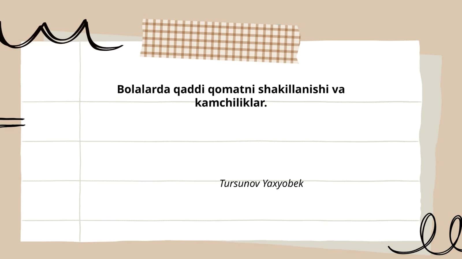 Bolalarda qaddi qomatni shakillanishi va kamchiliklar
