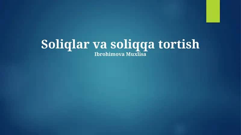 Soliqlar va soliqqa tortish