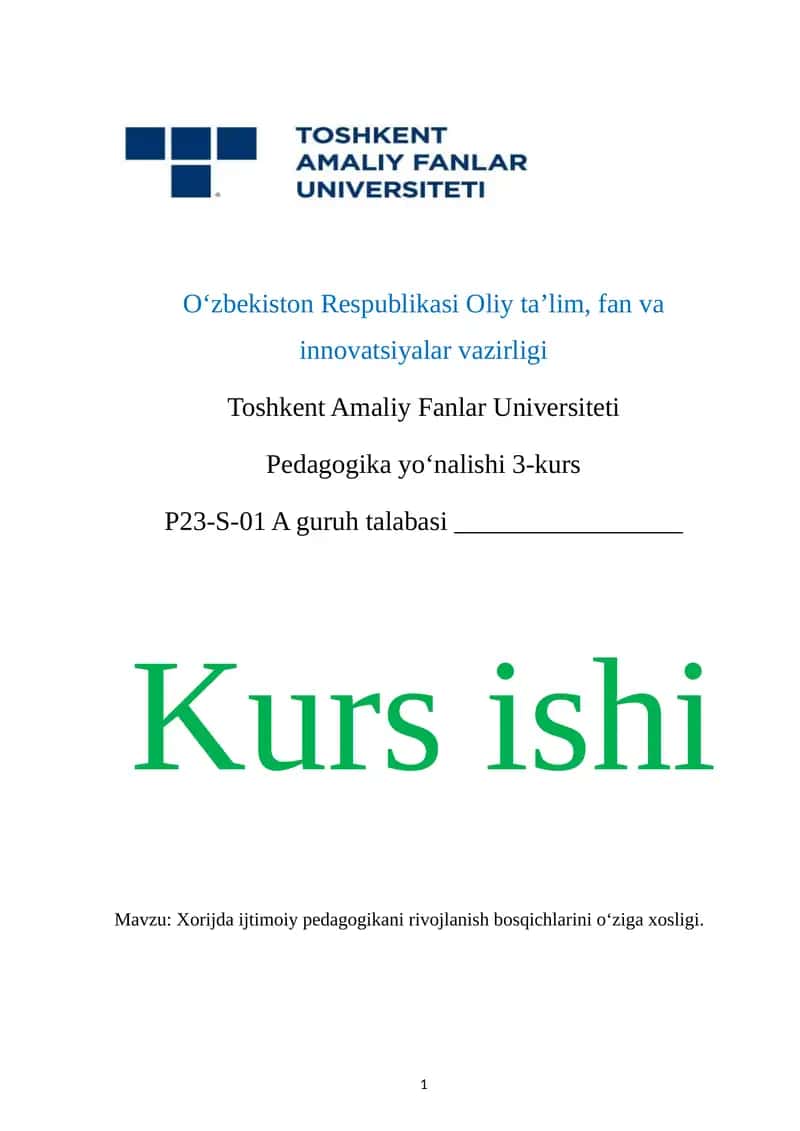 Xorijda ijtimoiy pedagogikani rivojlanish bosqichlarini oʻziga xosligi