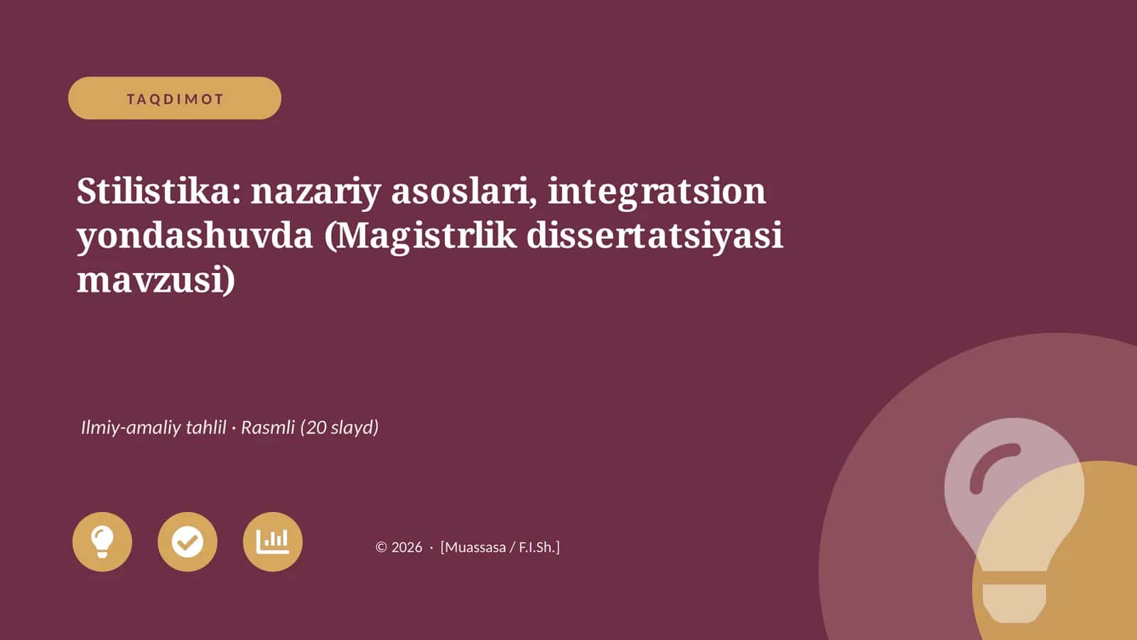 Stilistika: nazariy asoslari, integratsion yondashuvda (Magistrlik dissertatsiyasi mavzusi)