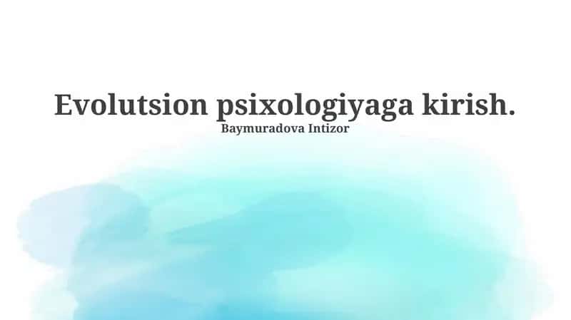Evolutsion psixologiyaga kirish