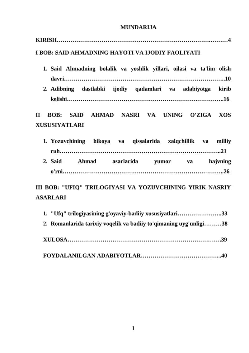 SAID AHMADNING HAYOTI VA IJODIY FAOLIYATI