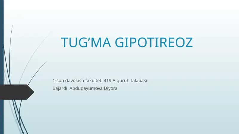 TUG’MA GIPOTIREOZ