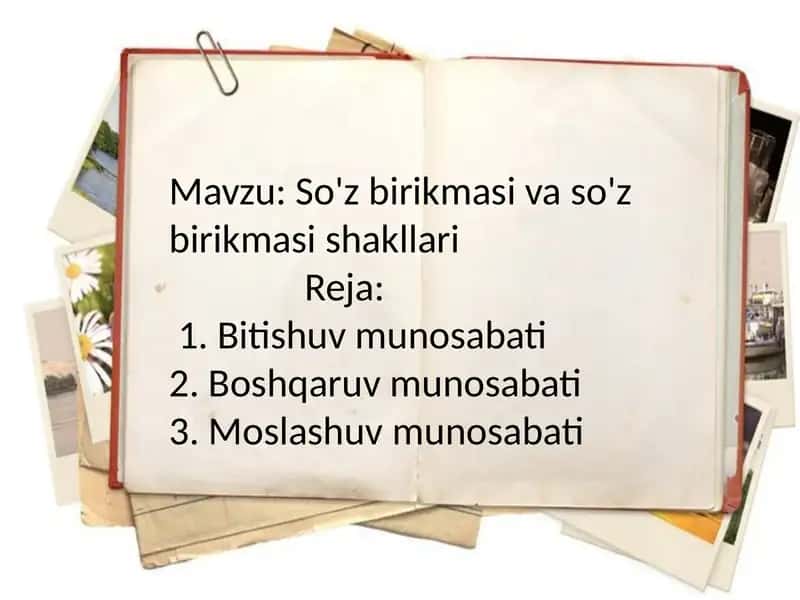 So'z birikmasi va so'z birikmasi shakllari