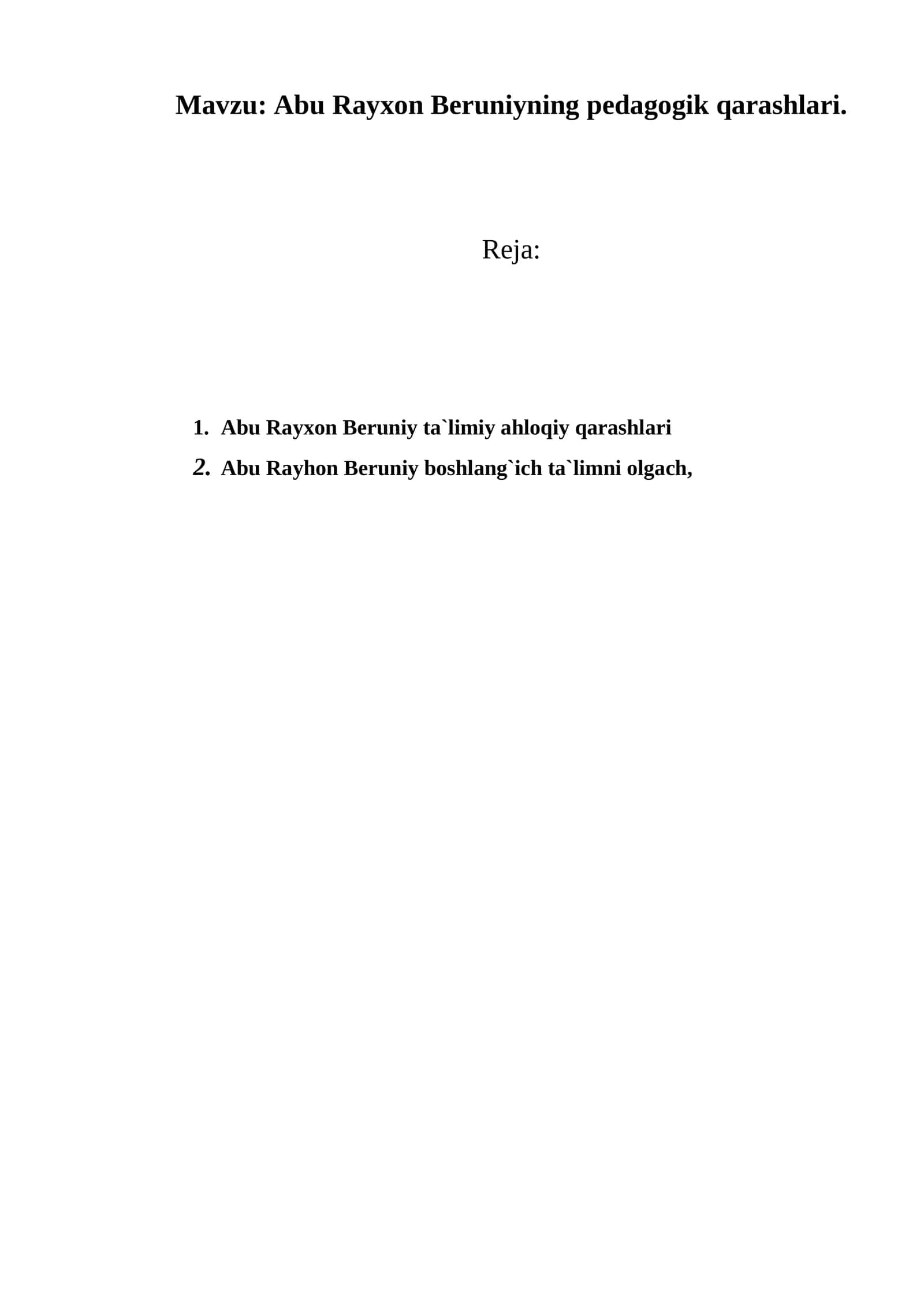 Abu Rayxon Beruniyning pedagogik qarashlari