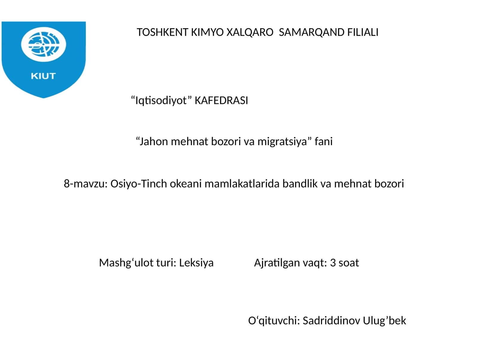 Osiyo-Tinch okeani mamlakatlarida bandlik va mehnat bozori