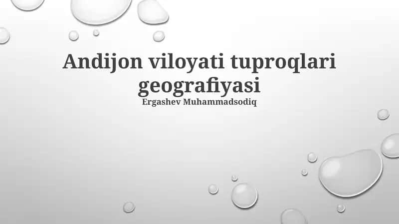 Andijon viloyati tuproqlari geografiyasi