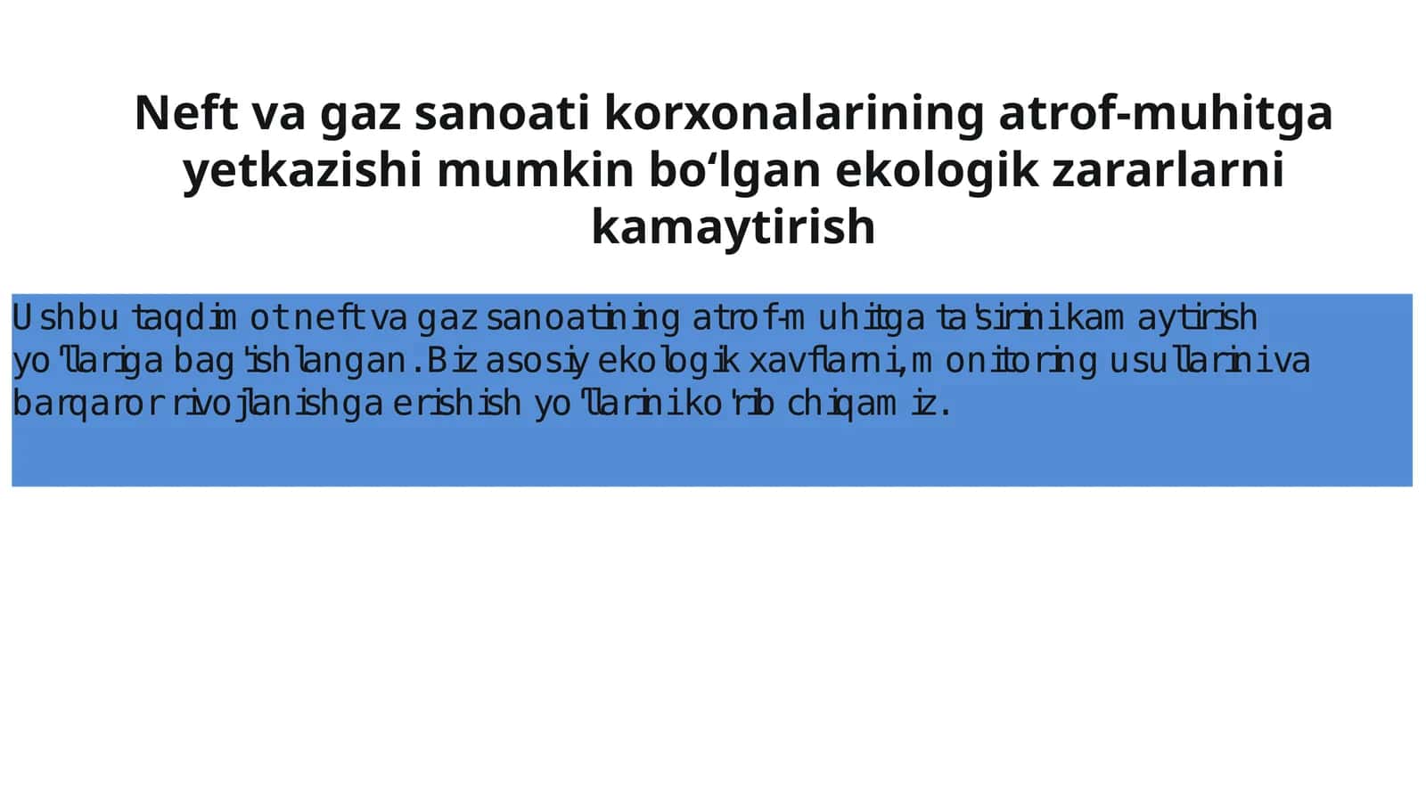 Neft va Gaz Sanoati Ekologiyasi