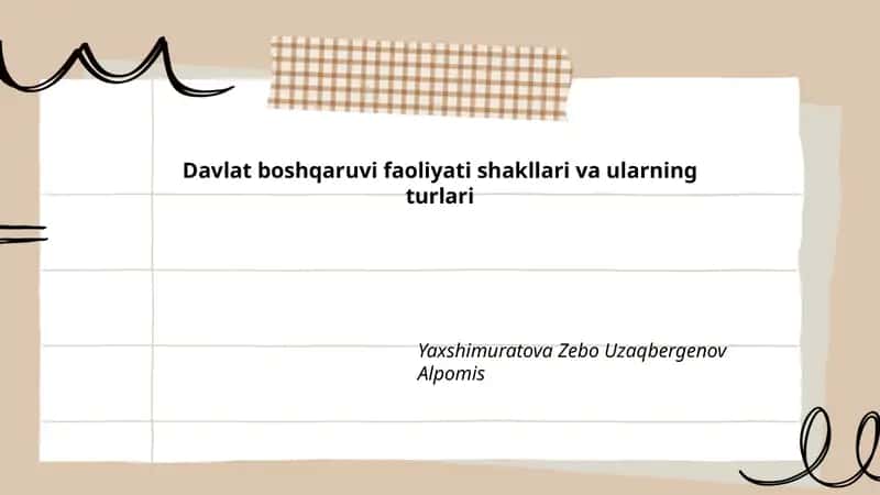 Davlat boshqaruvi faoliyati shakllari va ularning turlari