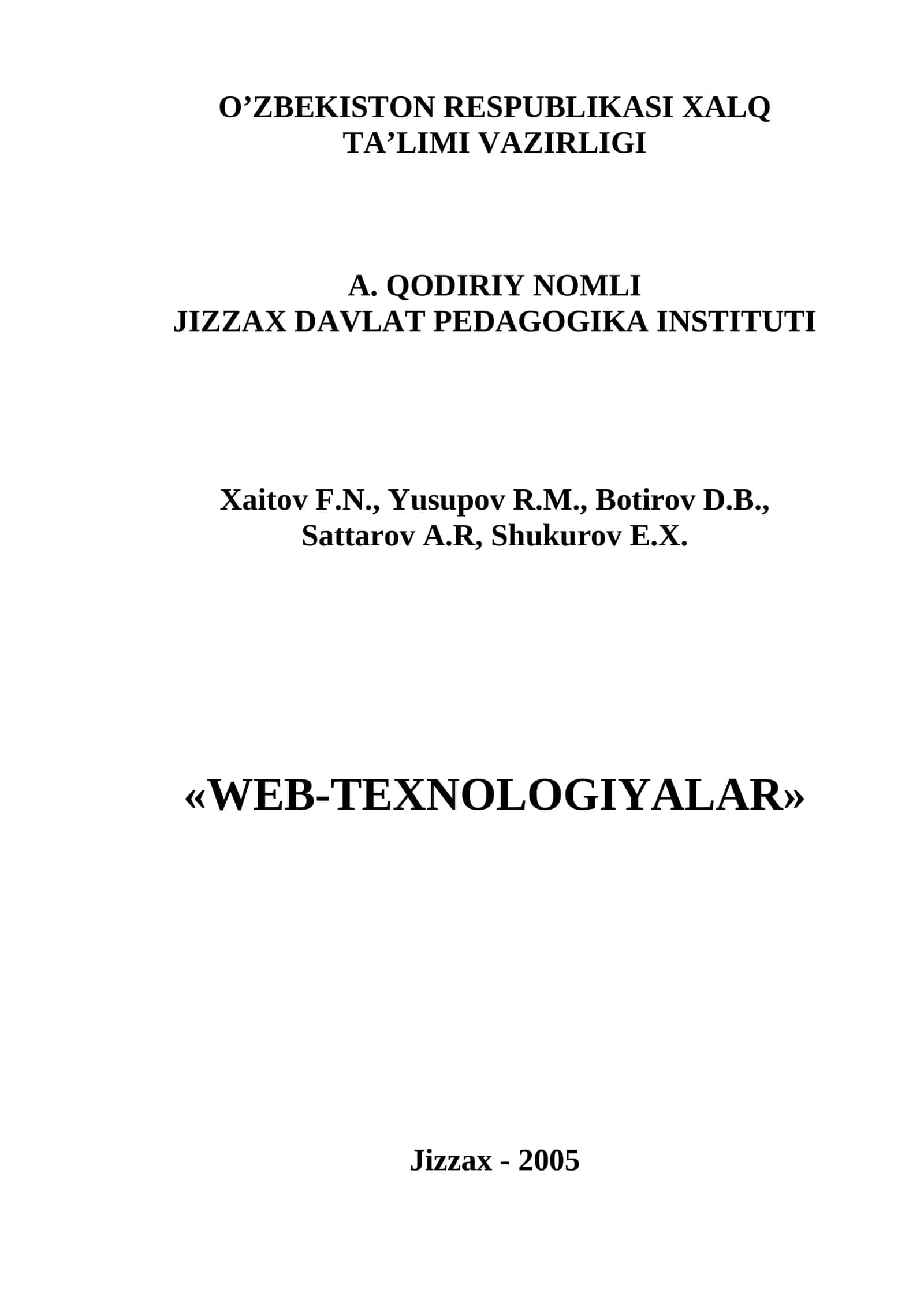 WEB-TEXNOLOGIYALAR