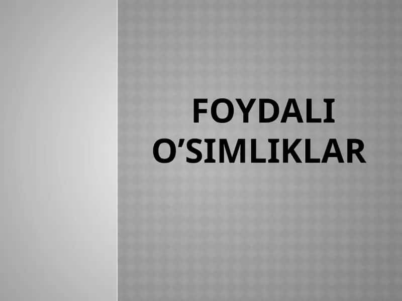 Foydali o’simliklar