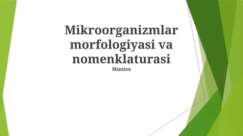 Mikroorganizmlar morfologiyasi va nomenklaturasi