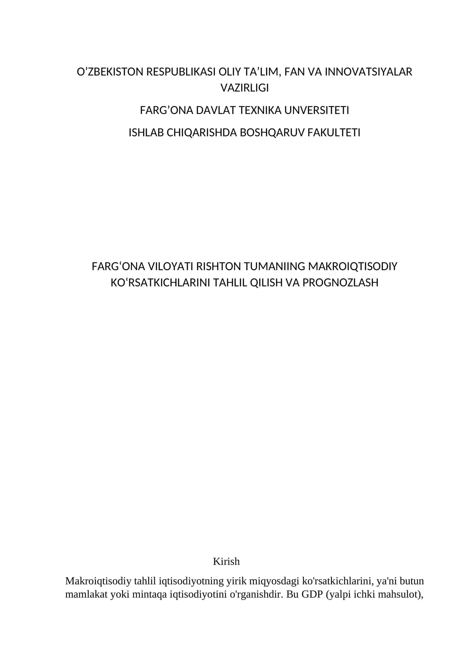 Makroiqtisodiy Tahlil