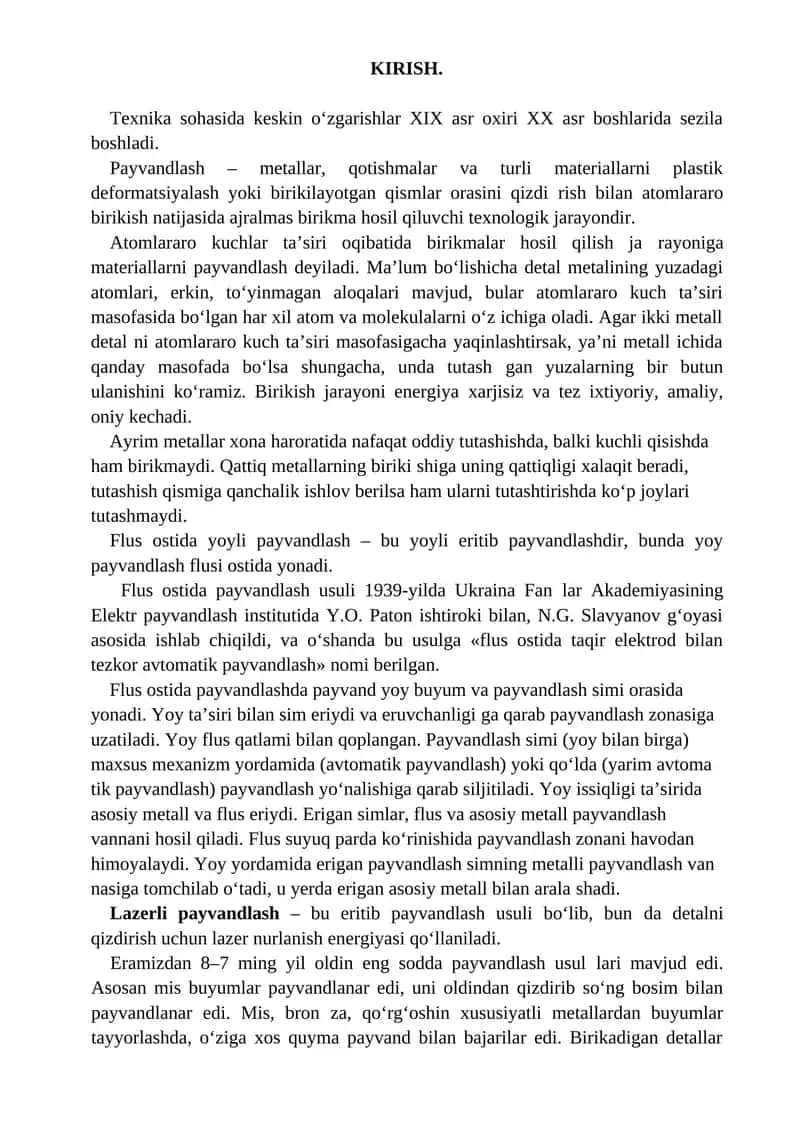 Payvandlash texnologiyasi