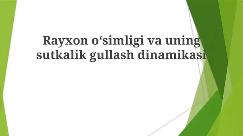 Rayxonoʻsimligivauningsutkalikgullashdinamikasi