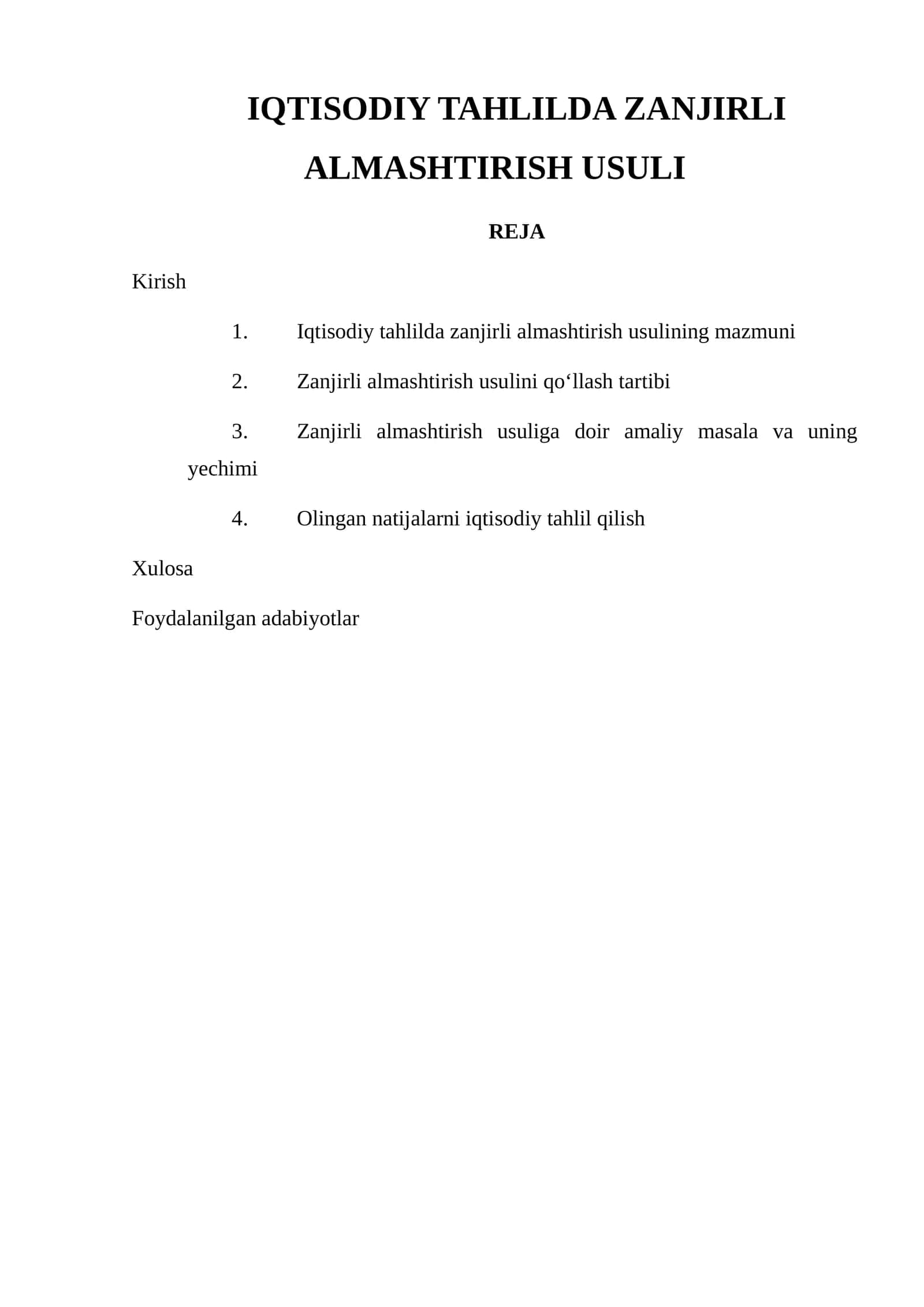 Zanjirli Almashtirish Usuli