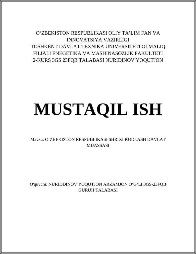 O’zbekiston Respublikasi Shtrix Kodlash Tizimi