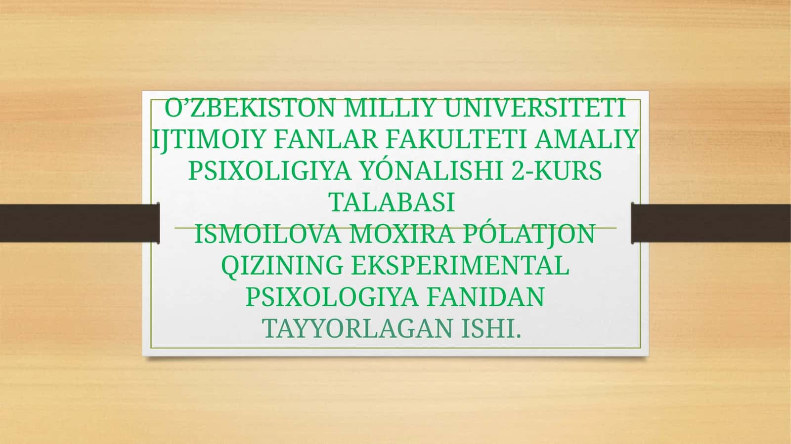 QISQA MUDDATLI XOTIRANI TADQIQ ETISH