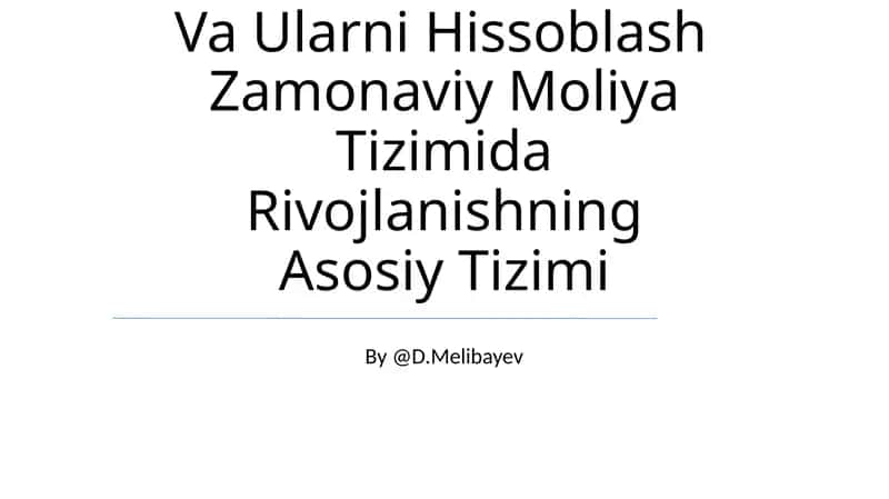 Moliya Ko‘Rsatkichlar Tahlili Va Ularni Hissoblash