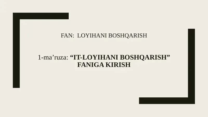 IT-loyihani boshqarish
