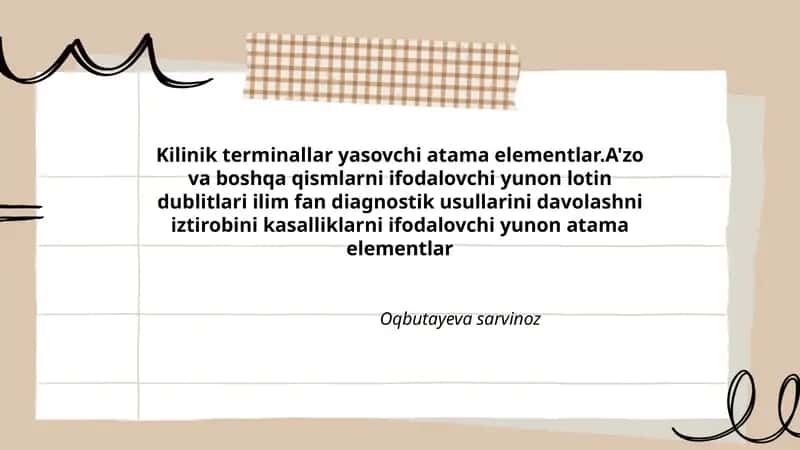 Kilinik terminallar yasovchi atama elementlar