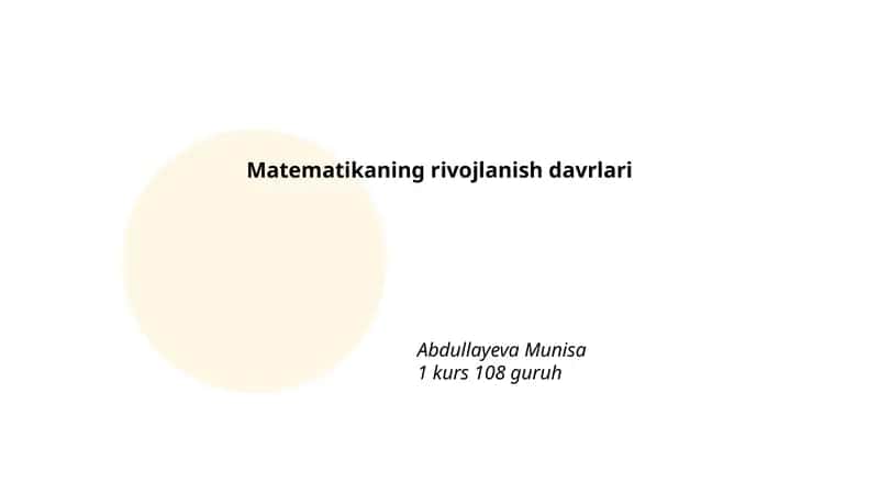 Matematikaning rivojlanish davrlari