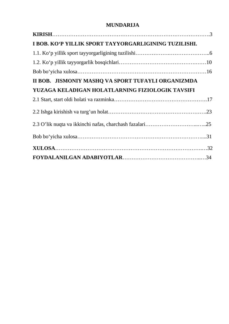 Sportda ko’p yillik tayyorgarlikning bosqichlarini fiziologik va ruhiy asoslari