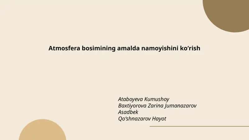Atmosfera bosimining amalda namoyishini koʻrish