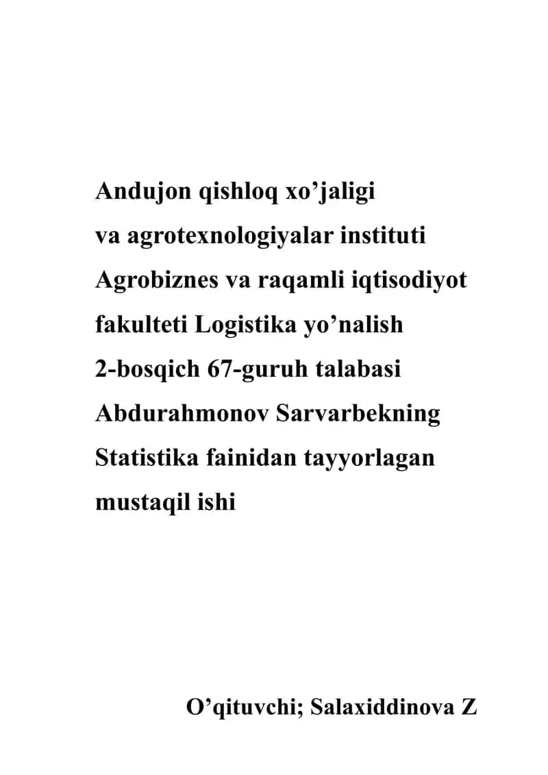 Tashqi Iqtisodiy Faoliyat Statistikasi