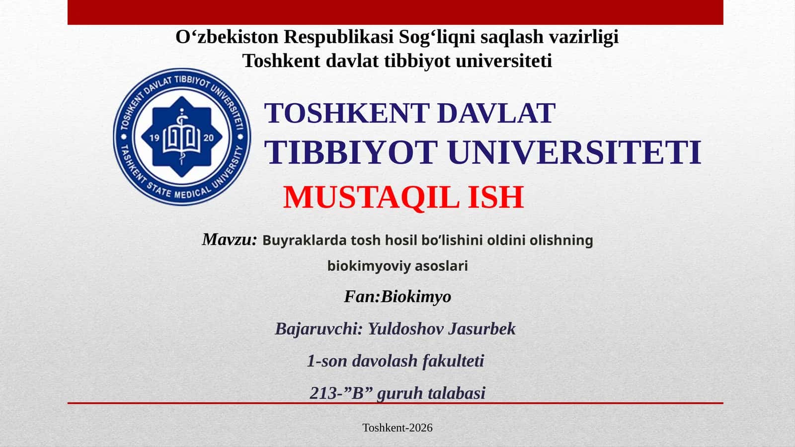 Buyraklarda tosh hosil bo’lishini oldini olishning biokimyoviy asoslari.
