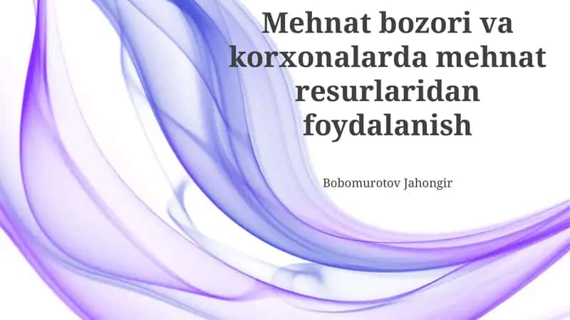 Mehnat Bozori va Korxonalarda Mehnat Resurslaridan Foydalanish