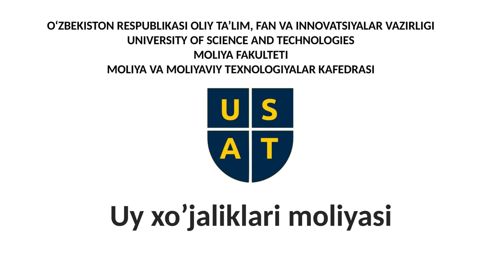 Uy xo’jaliklari moliyasi