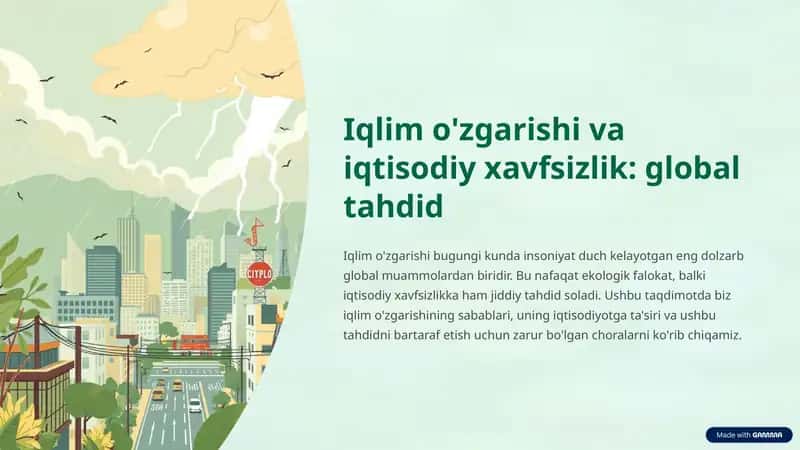 Iqlim o'zgarishi va iqtisodiy xavfsizlik: global tahdid