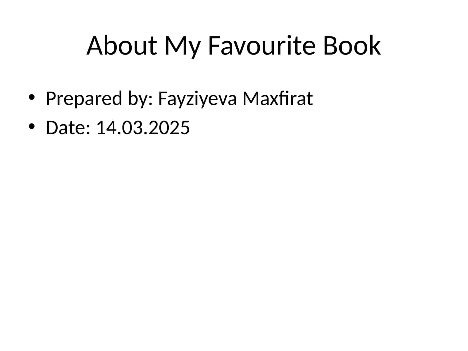 About My Favourite Book