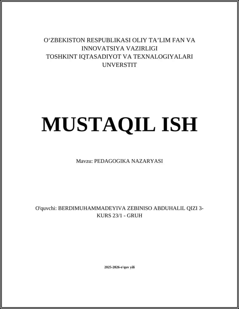 PEDAGOGIKA NAZARYASI