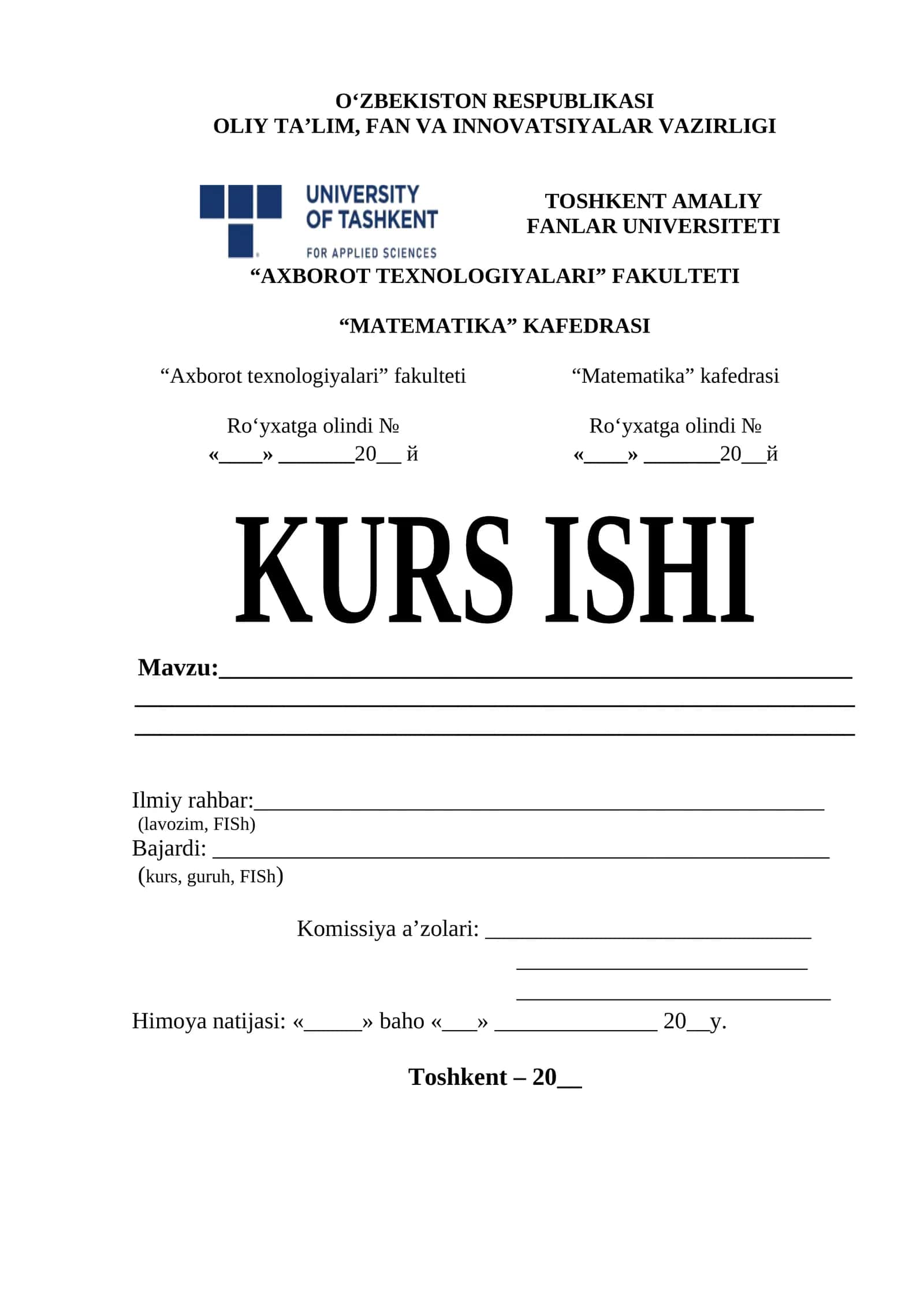 MATEMATIK ANALIZ kurs ishi