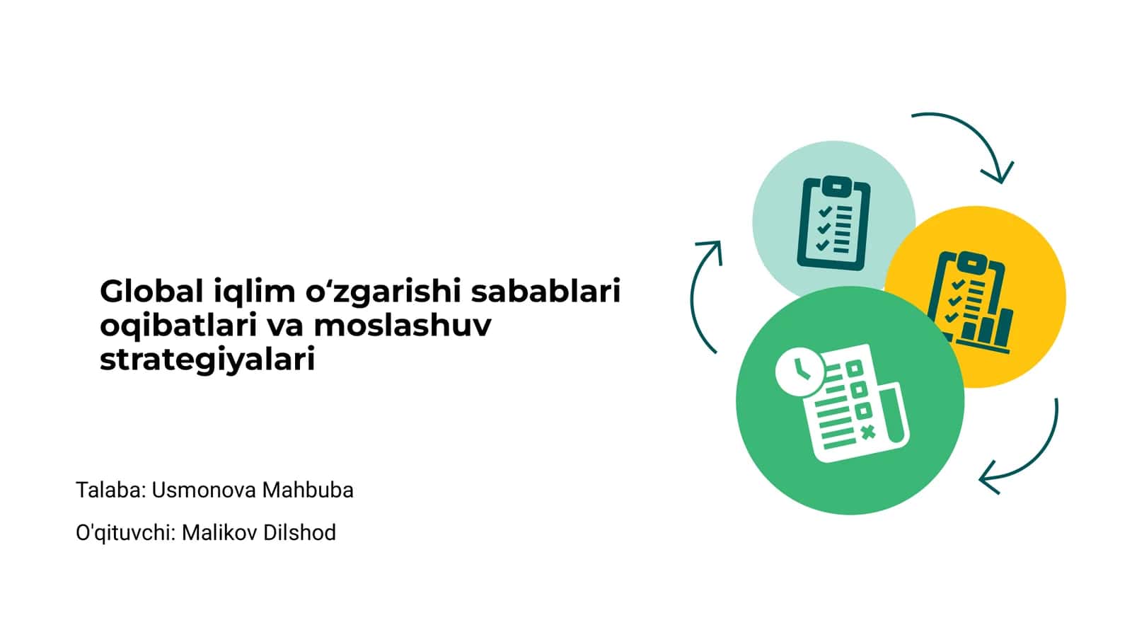 Global iqlim oʻzgarishi sabablari oqibatlari va moslashuv strategiyalari
