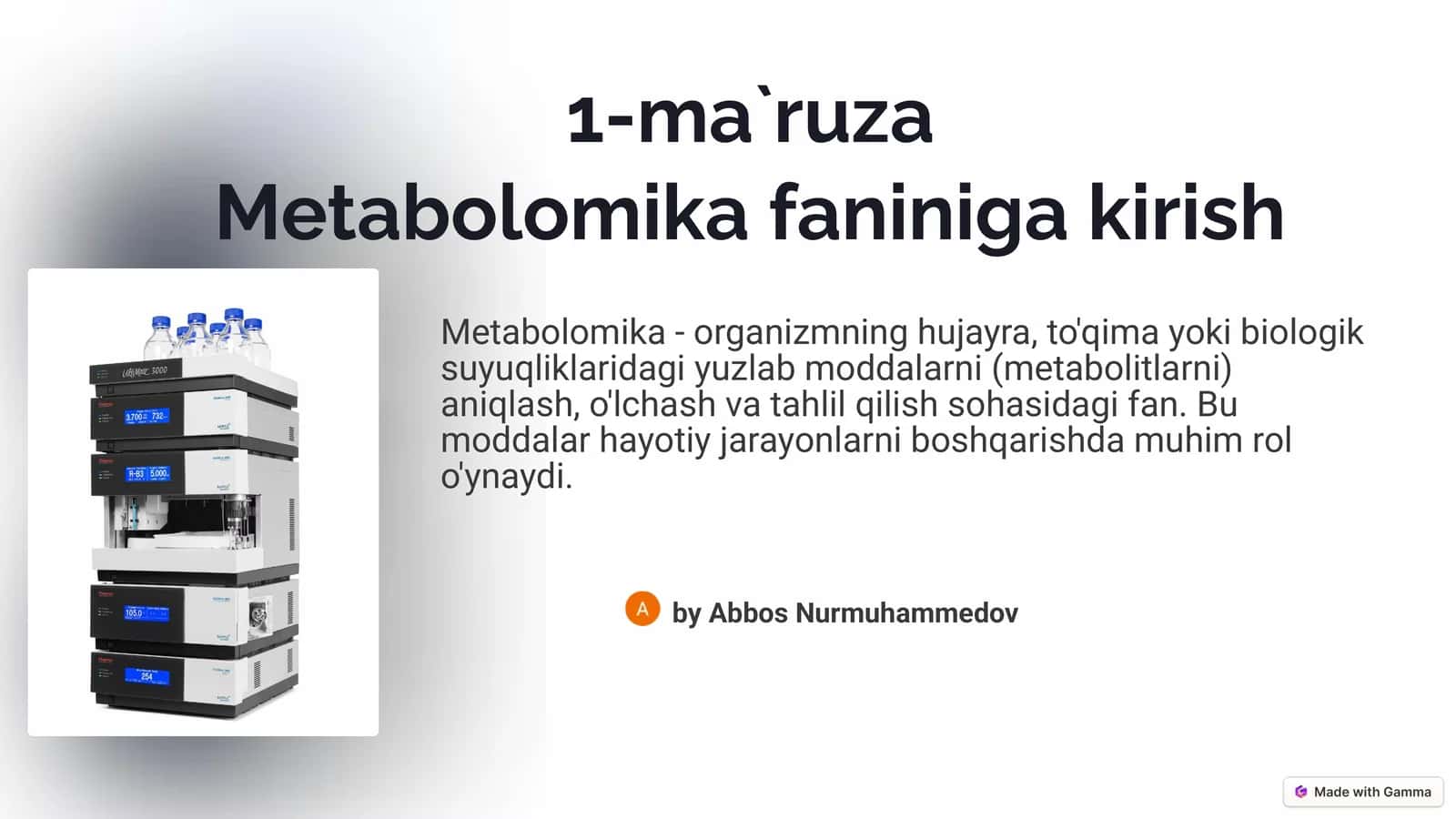 Metabolomika - Metabolomikafaninigakirish