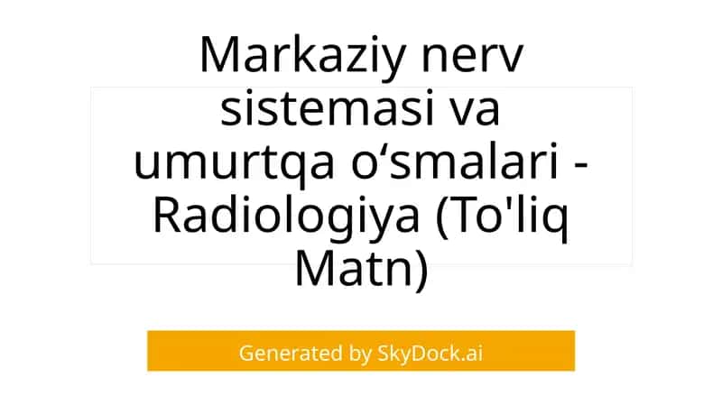 Radiologiya (To'liq Matn)