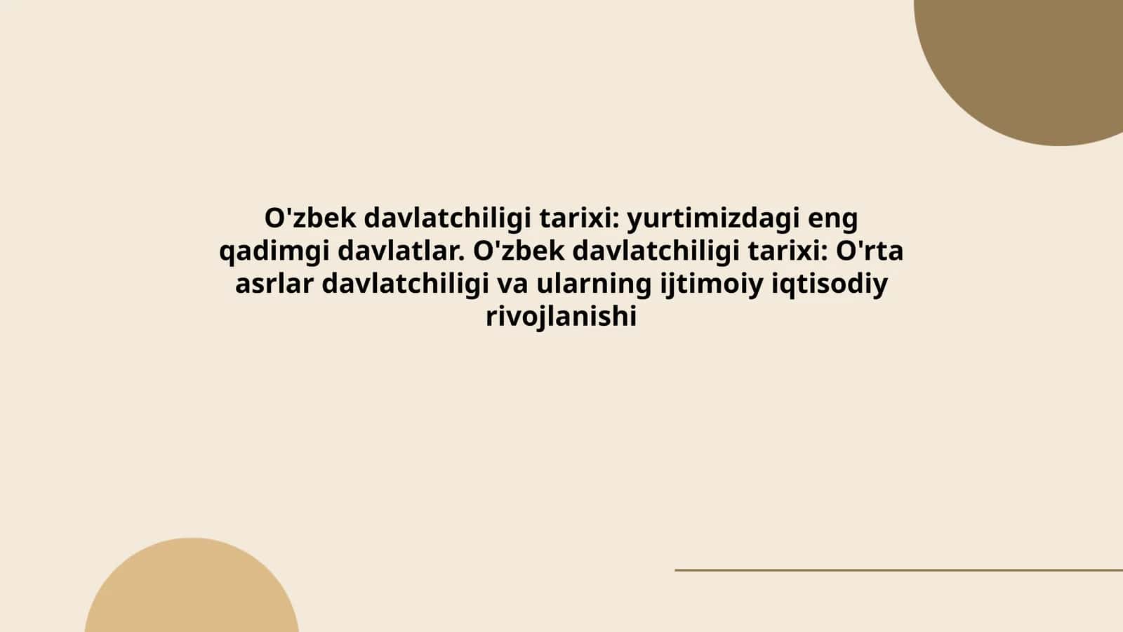 O'zbek davlatchiligi tarixi: O'rta asrlar davlatchiligi va ularning ijtimoiy iqtisodiy rivojlanishi