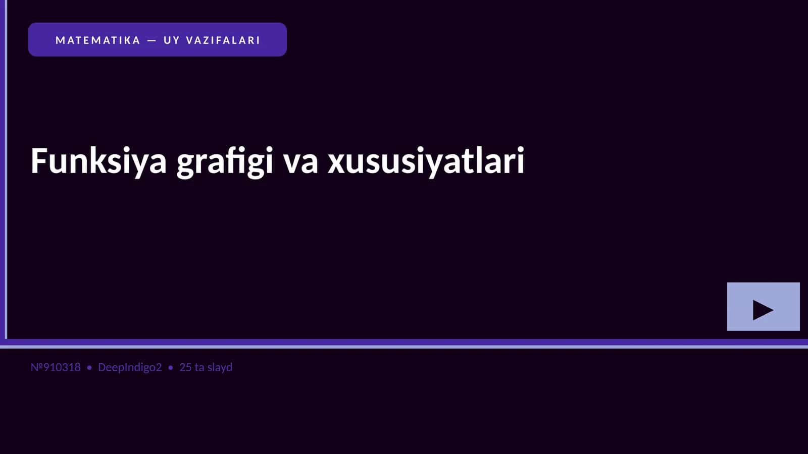 MATEMATIKA — UY VAZIFALARI
