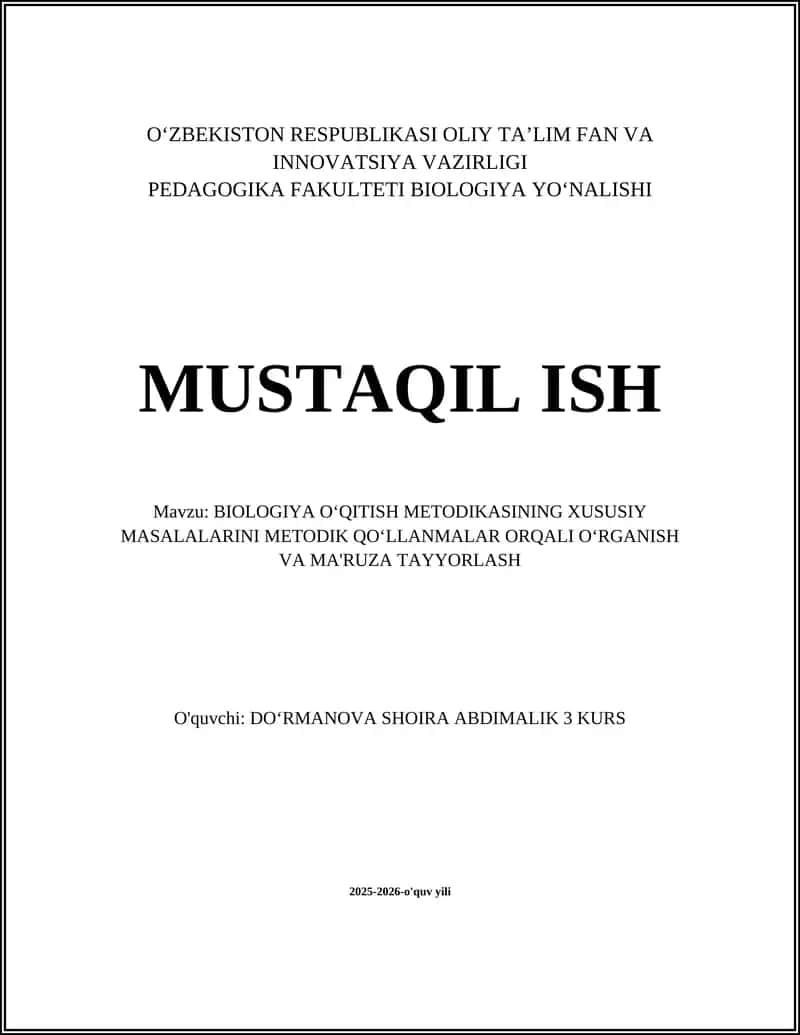 Biologiya oʻqitish metodikasi