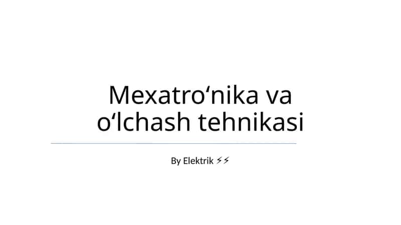 Mexatroʻnika va oʻlchash tehnikasi