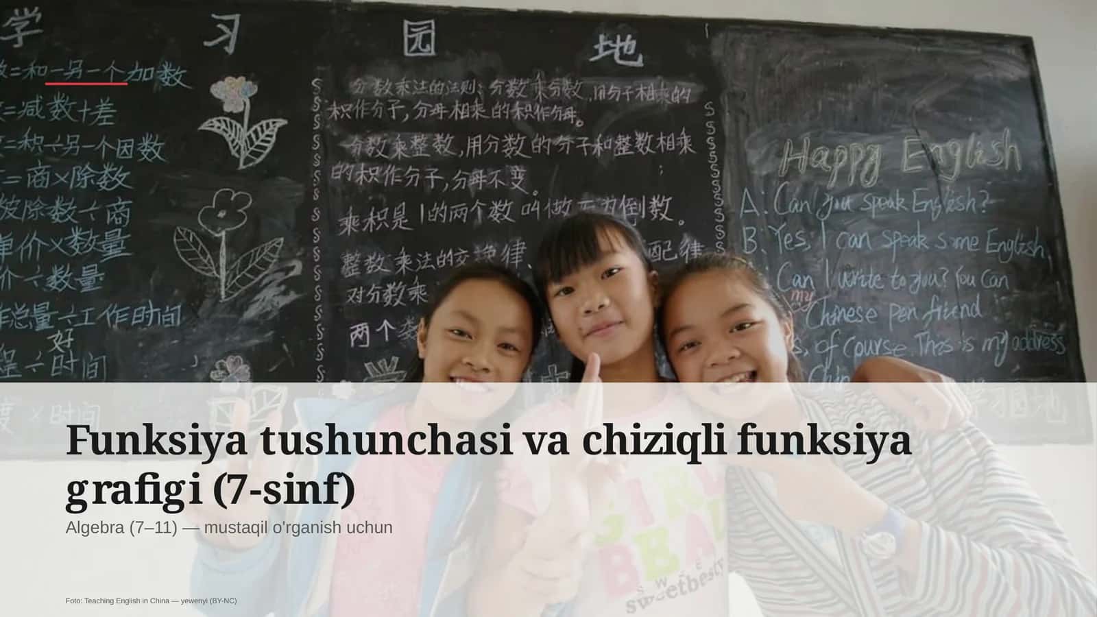 Funksiya tushunchasi va chiziqli funksiya grafigi (7-sinf)