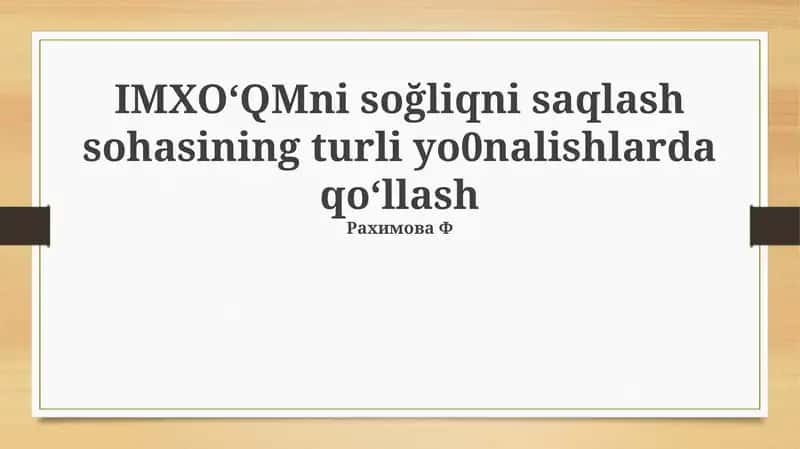 - Tags: AI, sog'liqni saqlash, tibbiyot