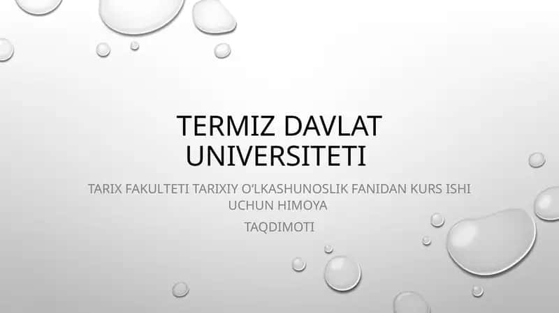 Termiz davlat universiteti Tarix fakulteti